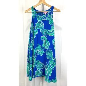 LILLY PULITZER S Wright Trapeze Swing Dress Sleeveless Mini Paisley Blue Green